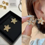 S New Paved Double C Gold Star Earrings-no box - Image 8