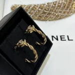 New Gold Twisted Round Paved Double C Earrings-box - Image 5