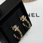 New Gold Twisted Round Paved Double C Earrings-box - Image 4