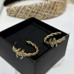 New Gold Twisted Round Paved Double C Earrings-box - Image 3