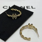 New Gold Twisted Round Paved Double C Earrings-box - Image 2