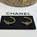 New Gold Twisted Round Paved Double C Earrings-box - Image 9