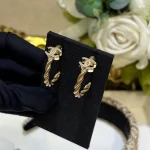 New Gold Twisted Round Paved Double C Earrings-box - Image 8