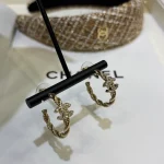 New Gold Twisted Round Paved Double C Earrings-box - Image 7