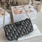 Navy Blue Monogram Shoulder Bag-box