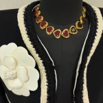 Gold-tone Double C Black Enamel Heart Necklace-box - Image 2