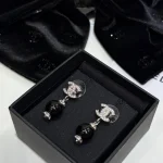 Small Pave Double C Pearl Drop Earrings-box - Image 3
