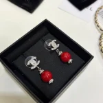 Small Pave Double C Pearl Drop Earrings-box - Image 17
