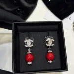 Small Pave Double C Pearl Drop Earrings-box - Image 16