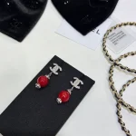 Small Pave Double C Pearl Drop Earrings-box - Image 14