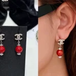 Small Pave Double C Pearl Drop Earrings-box - Image 12