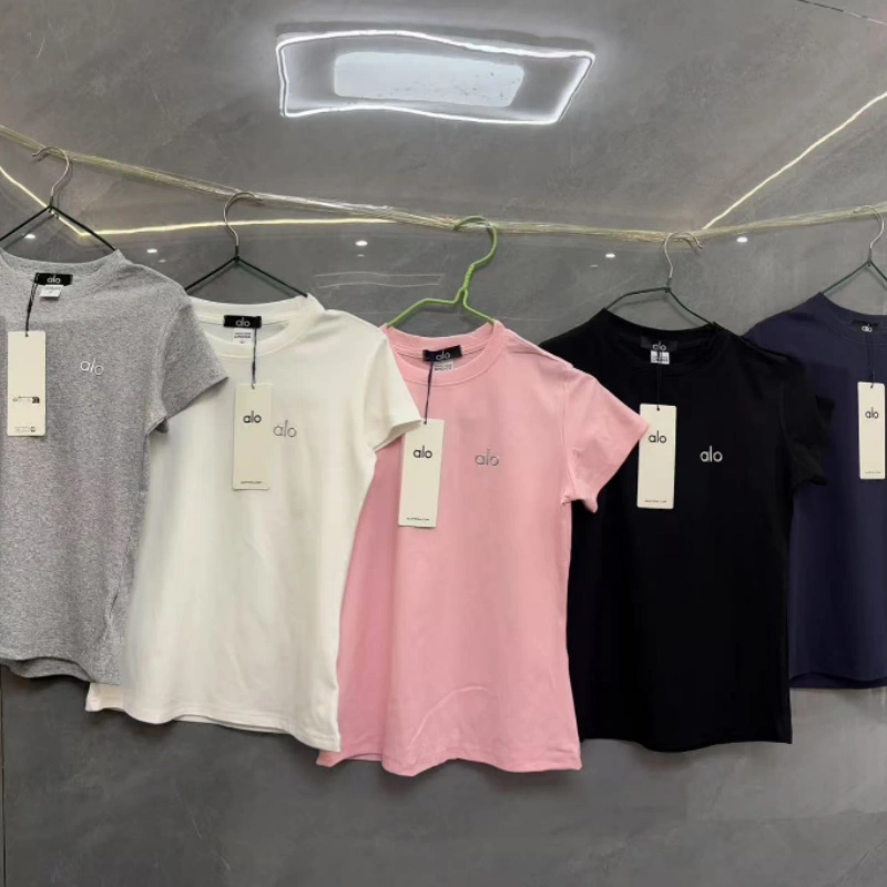 1ddb5d2bae135a6d494c7ab7950e92d3 Women's Slim Fit Crew Neck Sports Short Sleeve 100% Cotton T-Shirt with 3D Logo, Heavyweight Ready to Ship-no box - Image 1