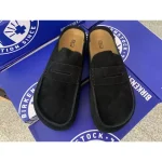 BIRKENSTOCK suede Naples closed-toe slippers, British retro style, casual outdoor half-slippers, fashionable men's shoes. - Image 4