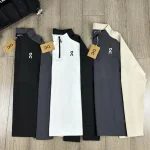Men's Outdoor Casual Cycling Half-Zip Stand Collar Long Sleeve Pullover – Moisture Wicking Stretch Top with Colorblock Design - Image 9