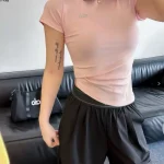 Women's Slim Fit Crew Neck Sports Short Sleeve 100% Cotton T-Shirt with 3D Logo, Heavyweight Ready to Ship-no box - Image 10