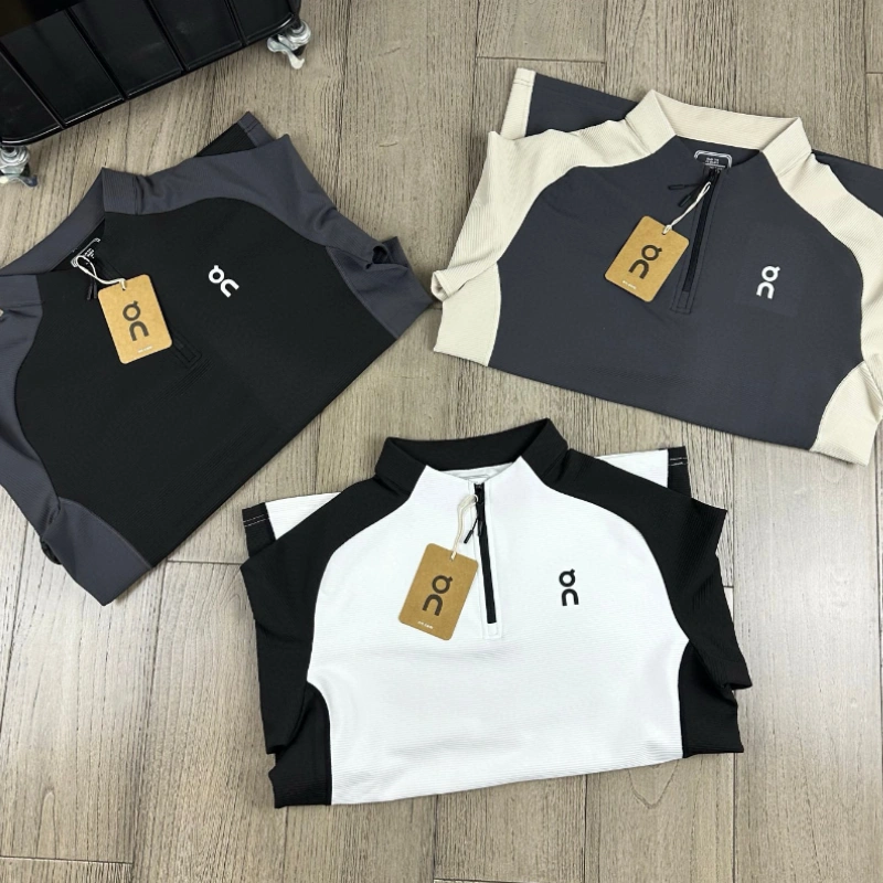 64e8e0d2566011310fbd74a9289d2389 Men's Outdoor Casual Cycling Half-Zip Stand Collar Long Sleeve Pullover – Moisture Wicking Stretch Top with Colorblock Design - Image 1