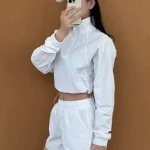 Breathable Thin Long Sleeve Sun Protection Jacket. Women's Loose Fit Stand-Collar Cropped Coat for Summer - Image 5