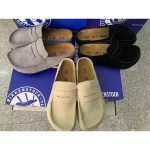 BIRKENSTOCK suede Naples closed-toe slippers, British retro style, casual outdoor half-slippers, fashionable men's shoes.