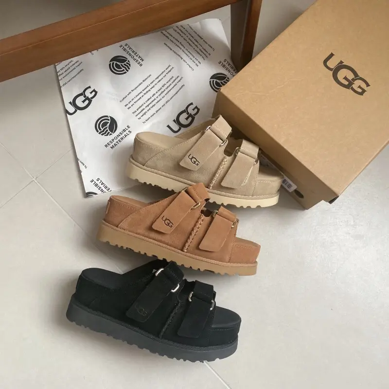 95f9d9b753 UGG's new high-value open-toe sandals, platform, height-increasing, thick sole. - Image 1
