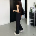 Summer New Arrival Woven High Waist Quick-Dry Loose Wide Leg Pants with Drapey Straight Fit, Elastic Waist Sports Pants - Image 8