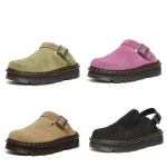 Dr. Martens Martin ZebZag unisex slip-on suede mules with closed toe, casual and stylish platform sandals