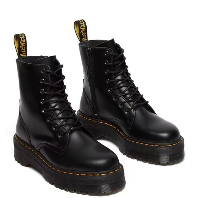 d076213a62219bbf86b28fb70b1e1944 Side-Zip High-Cut Chunky Heel Martin Boots-box - Image 1
