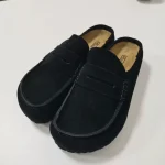 Vintage Genuine Leather Slip-On Birkenstock-Style Mules – New Autumn Classic Versatile Closed-Toe Shoes-box - Image 3