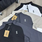 Men's Outdoor Casual Cycling Half-Zip Stand Collar Long Sleeve Pullover – Moisture Wicking Stretch Top with Colorblock Design - Image 4