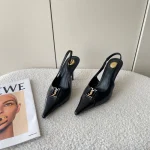 Letter Buckle Cutout High Heel Sandals-box - Image 3