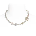 Pink Glazed Quilted Necklace with Full Diamonds and Pearls-box - Image 4
