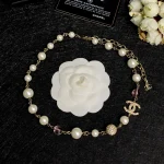 Pink Glazed Quilted Necklace with Full Diamonds and Pearls-box