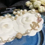 Pink Glazed Quilted Necklace with Full Diamonds and Pearls-box - Image 10