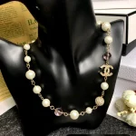 Pink Glazed Quilted Necklace with Full Diamonds and Pearls-box - Image 8