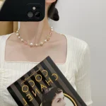 Pink Glazed Quilted Necklace with Full Diamonds and Pearls-box - Image 7