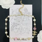 Pink Glazed Quilted Necklace with Full Diamonds and Pearls-box - Image 5