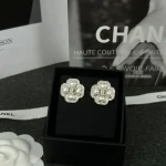 Pave Diamond Love Heart & Clover Resin Pearl Studs-box - Image 3