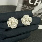 Pave Diamond Love Heart & Clover Resin Pearl Studs-box