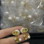New CD Logo Pearl Star Studs with Pave Crystals-box - Image 4
