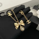 New Vintage Style Bow Pendant Necklace-box