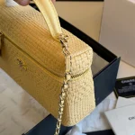 Made of woven straw with a metal chain. It's retro yet stylish-box - Image 11