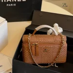Made of woven straw with a metal chain. It's retro yet stylish-box - Image 6
