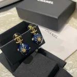 Blue Double-C Planet Universe Stud Earrings-box