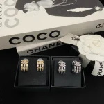 Double-C Quilted Pave Diamond Hoop Earrings-box - Image 4