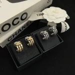Double-C Quilted Pave Diamond Hoop Earrings-box