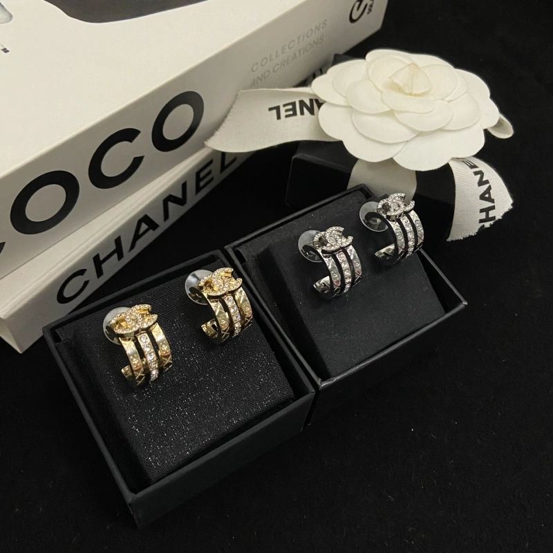 13422613342458800 Double-C Quilted Pave Diamond Hoop Earrings-box - Image 1