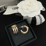 Double-C Quilted Pave Diamond Hoop Earrings-box - Image 2
