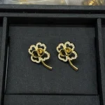 New Full Pave Diamond Four-Leaf Clover CD Studs-box - Image 5