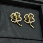 New Full Pave Diamond Four-Leaf Clover CD Studs-box - Image 4
