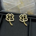 New Full Pave Diamond Four-Leaf Clover CD Studs-box - Image 2