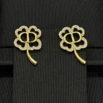 New Full Pave Diamond Four-Leaf Clover CD Studs-box - Image 6